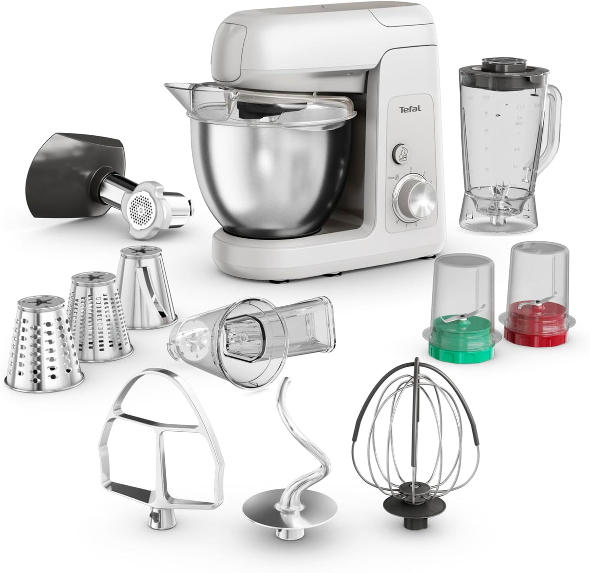 Tefal QB525B38 Küchenmaschine, 4,6 l, 1100 W, für die Küche, Silber/Schwarz/Transparent