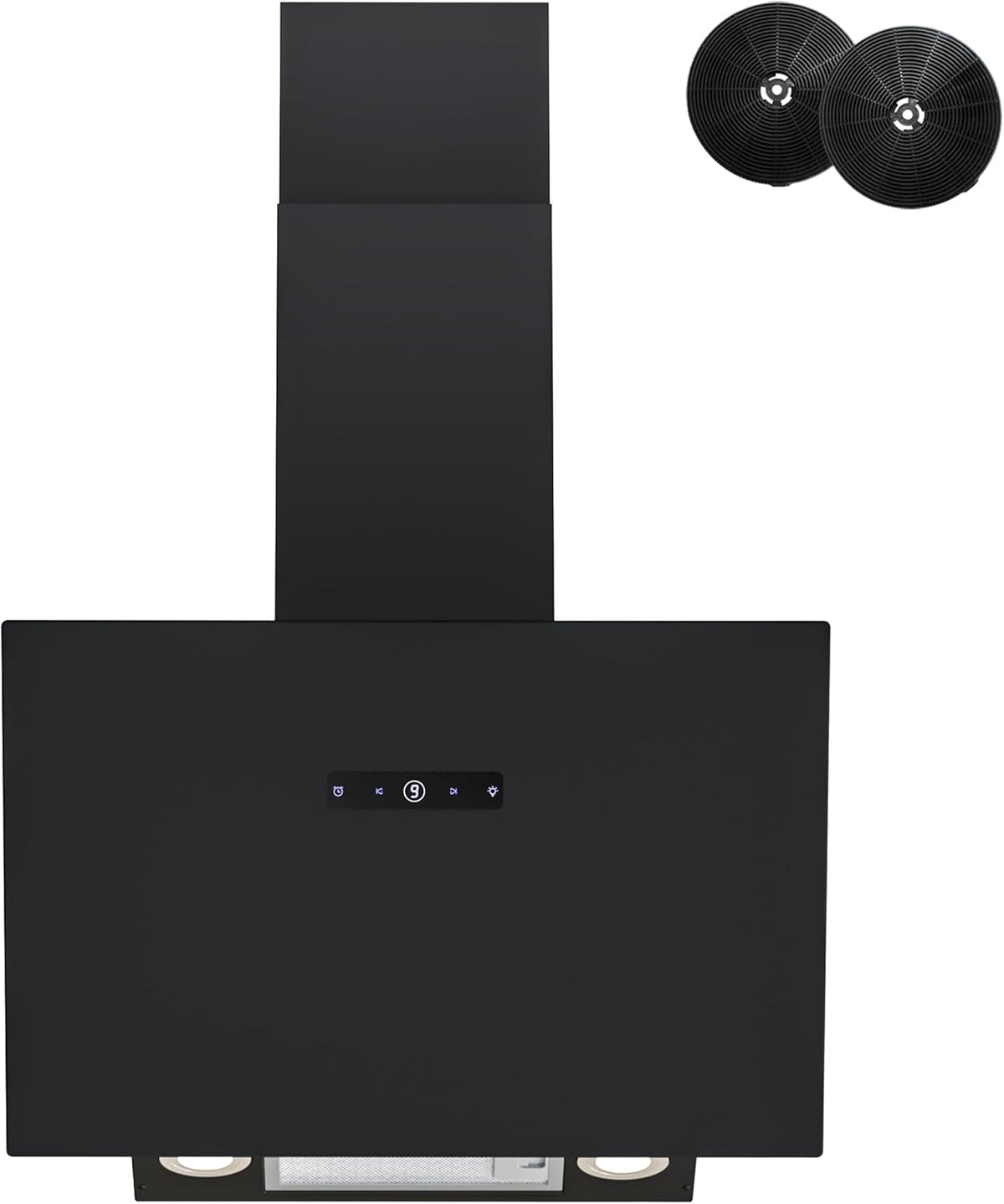 Dunstabzugshaube, 571 m³, 60 cm, aus Glas, bürstenlos, mit LED, Schwarz, FIREGAS