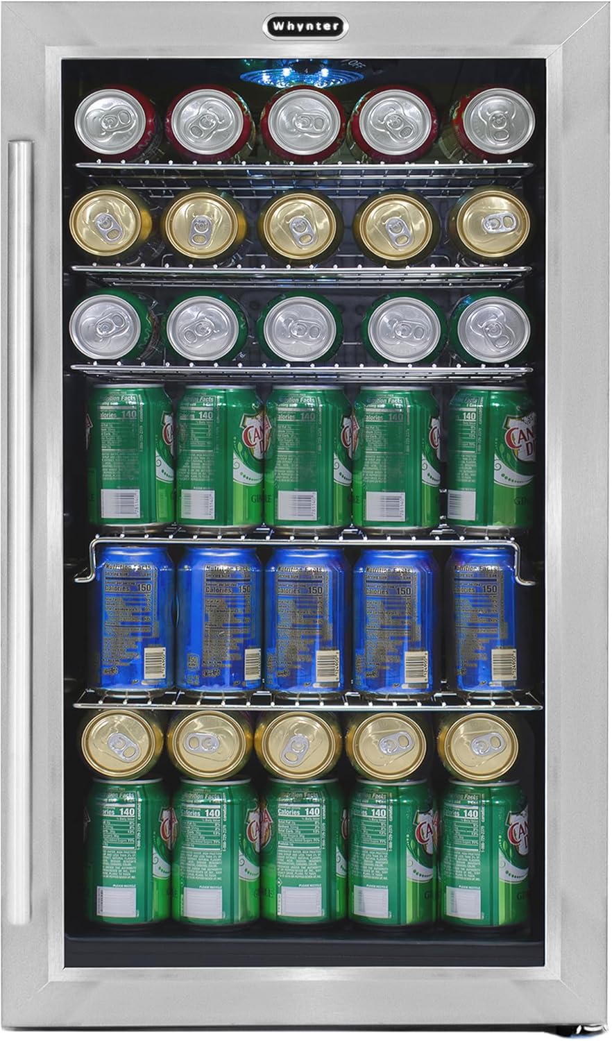 Mini-Kühlschrank BR-130SB, verstellbar, aus Edelstahl und Stahl, Silber/Schwarz, Whynter