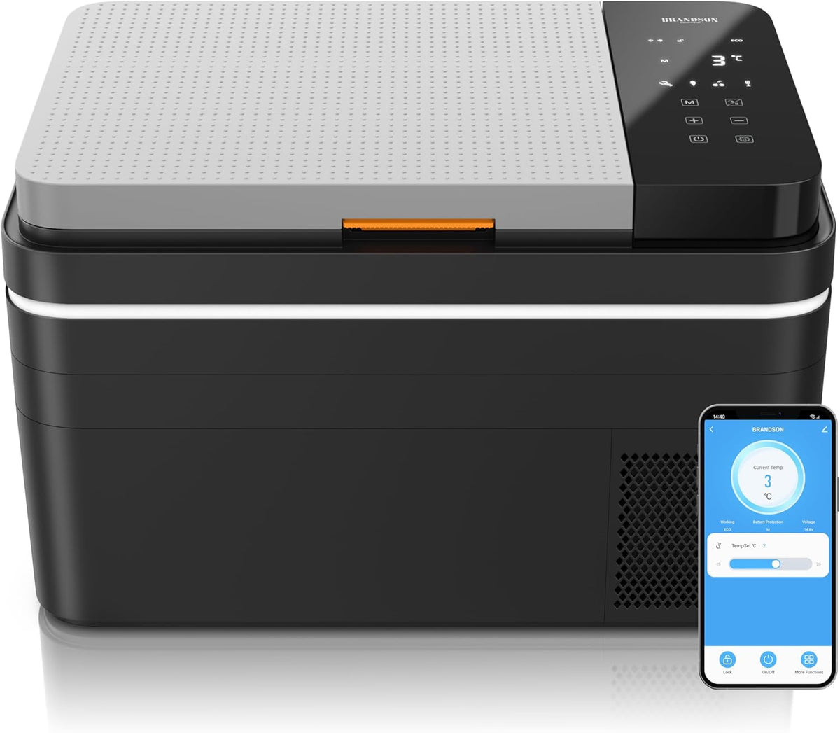 Gefrierschrank, 230 V, 24 V, 20 °C, mit App-Steuerung, Schwarz/Grau, Brandson