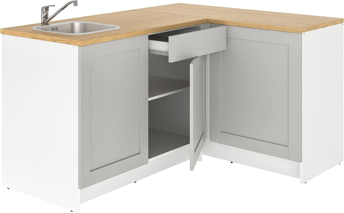 IKEA Midi- & Hochschränke, 183 × 122 × 91 cm, für die Küche, Weiß/Grau/Holz