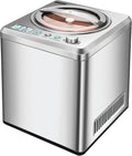 Unold 48872 Eismaschine Exklusiv Speiseeisbereiter, 2 L, 180 W, mit Timer, verstellbar, aus Edelstahl und Stahl, Silber