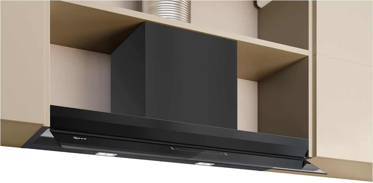 Neff D97XDP2S0 Dunstabzugshaube, 90 cm, mit Stauraum, aus Glas, Schwarz