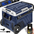 Kühlschrank Kompressor Kühlbox elektrisch 40, 24 V, 230 V, 20 °C, mit WLAN, mit App-Steuerung, für Camping, Navyblau/Schwarz/Silber, tillvex