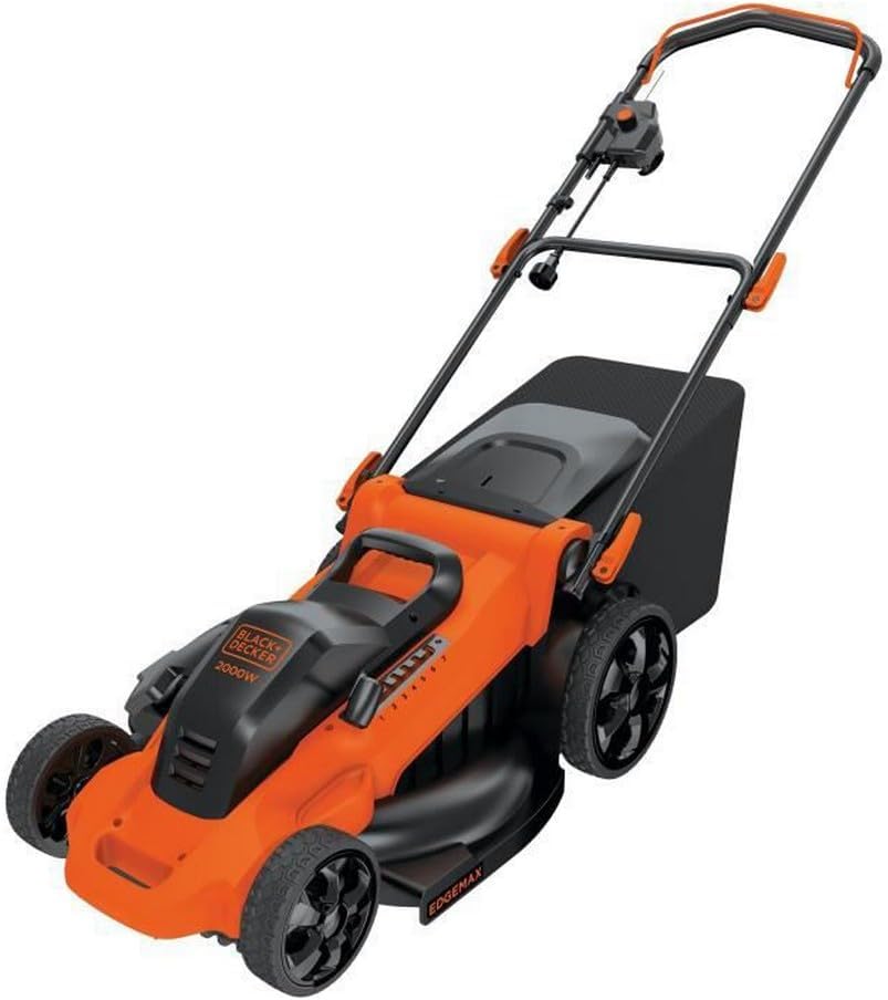 BLACK+DECKER in-1 Rasenmäher, 50 L, 2000 W, 48 cm, klappbar, Schwarz/Orange