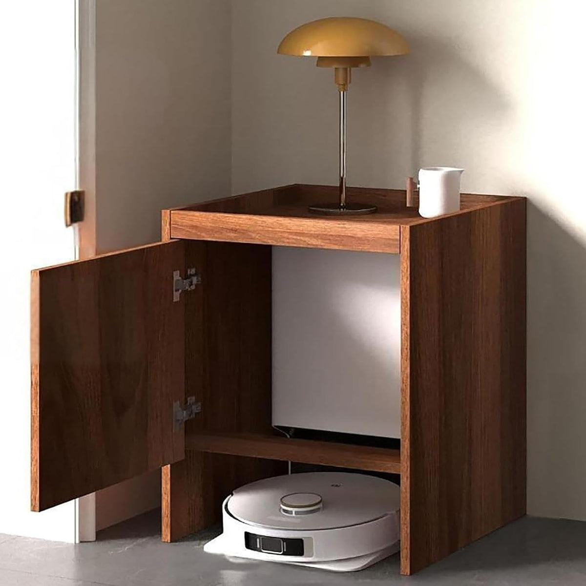 Saugroboter H65cm/25.6in, mit Stauraum, für das Wohnzimmer und das Büro, Dunkelbraun, HARELA