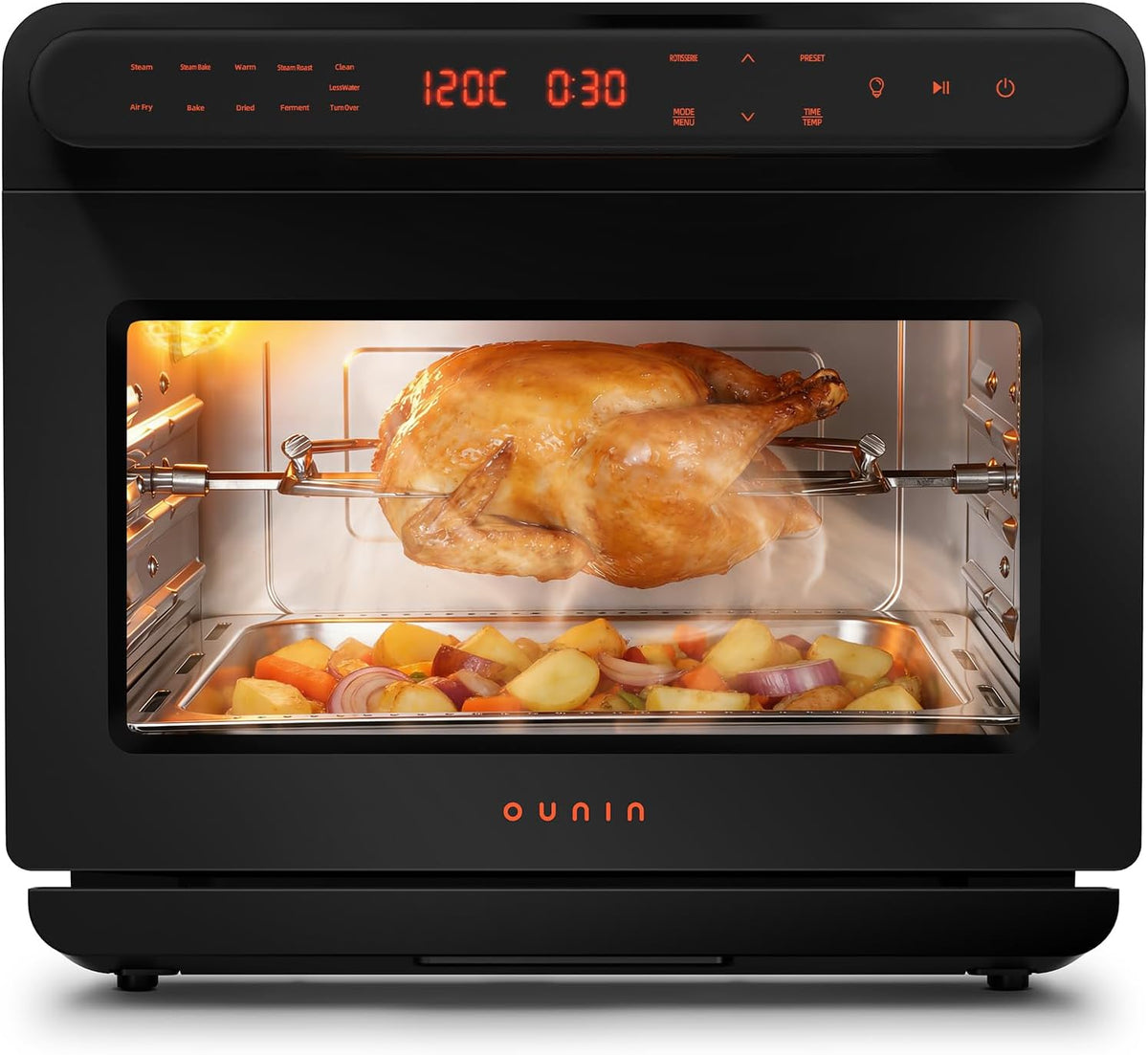OUNIN in-1 Backofen, 24 L, Schwarz, mit LED, mit Stauraum, aus Edelstahl und Stahl