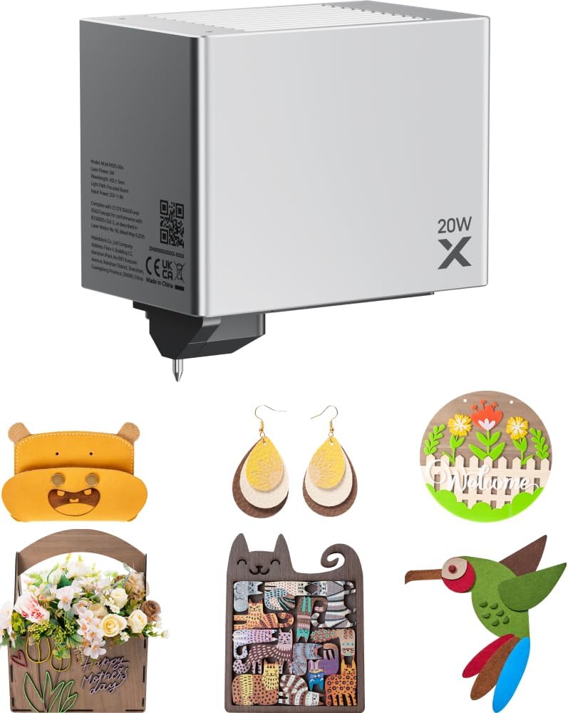 xTool M1 ULTRA Gravurwerkzeug, 20 W, mit KI-Erkennung, aus Metall und Leder, Silber/Schwarz