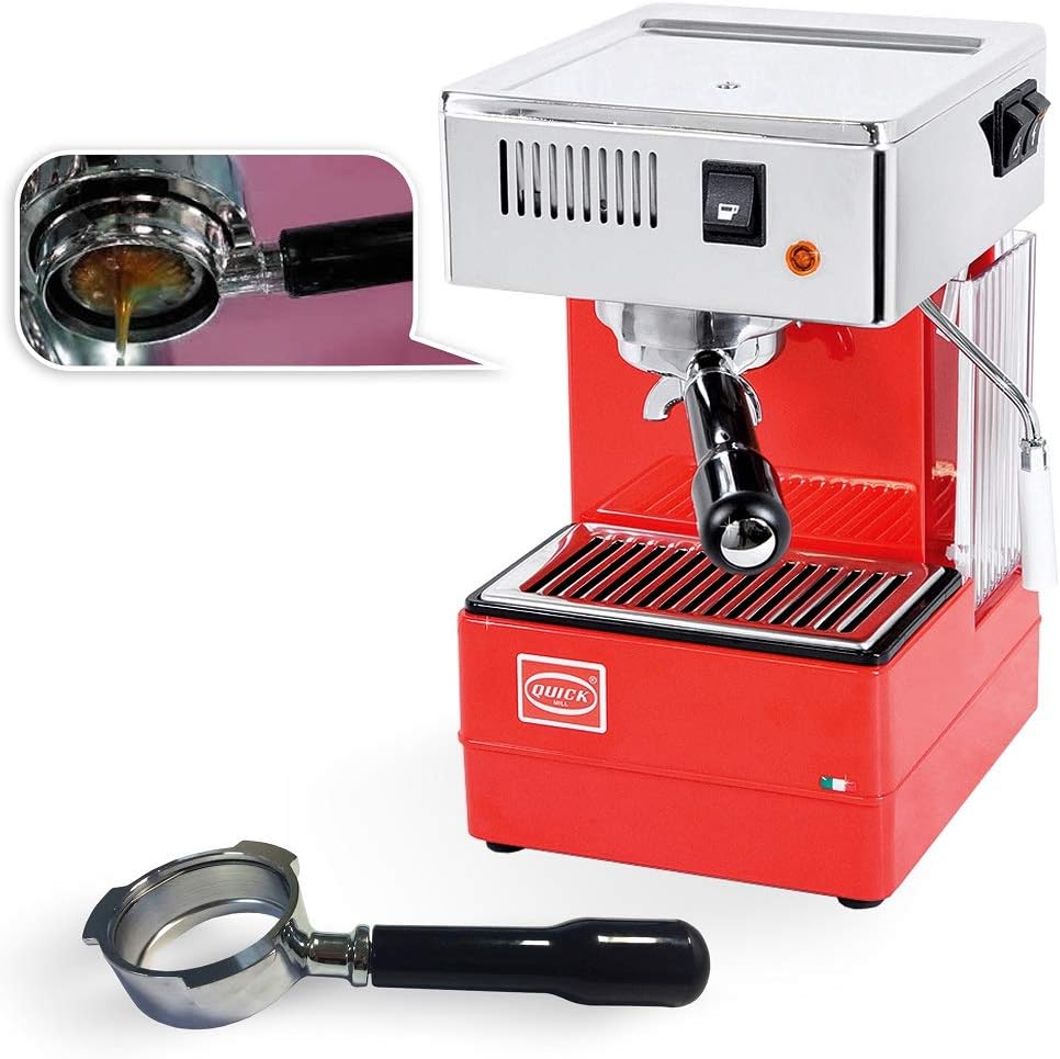 Quickmill Kaffeemaschine, Rot/Silber