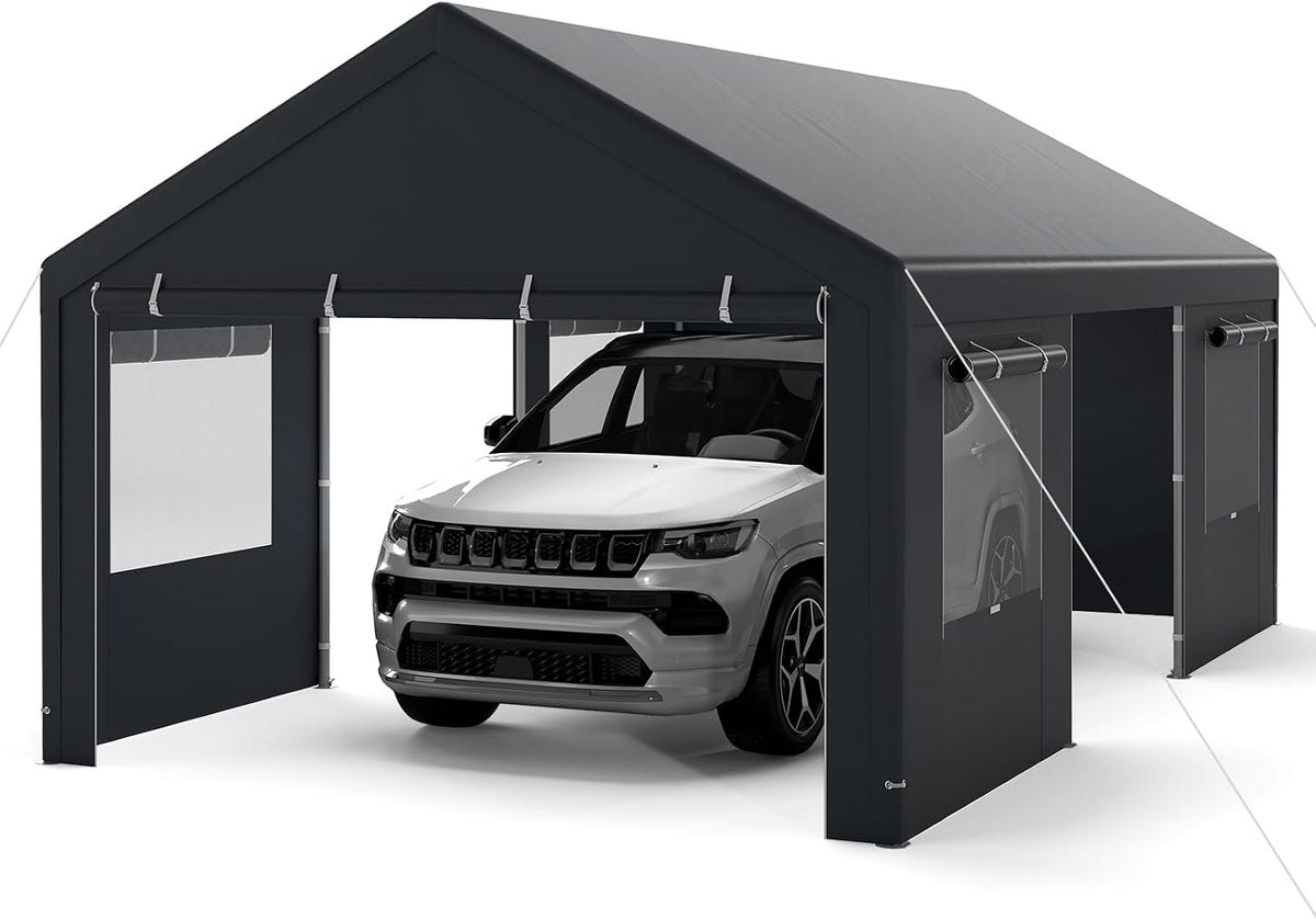 Carport Zeltgarage, 600 × 363 cm, winterfest, Grau, COSTWAY