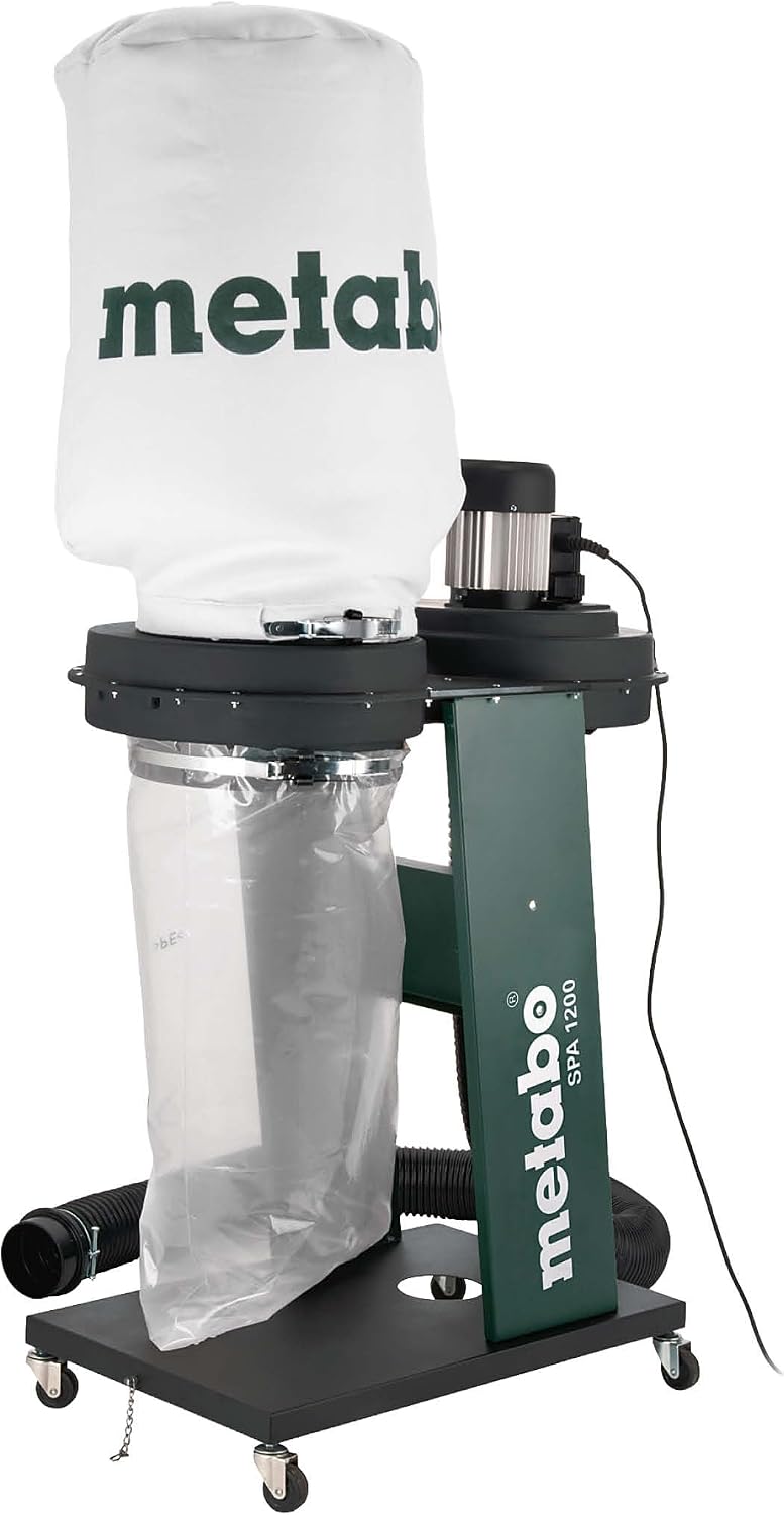 metabo Späneabsauganlage SPA 1200 Absauganlagen & Luftreiniger, 1200–550 W, 65 L, 100 mm, Weiß/Schwarz/Grün