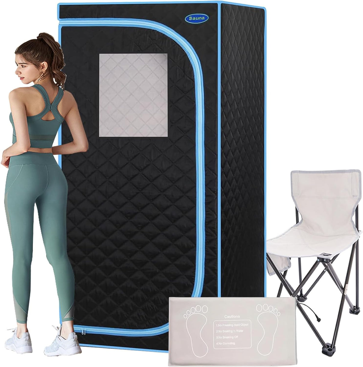 Saunateadlane L31.5 Sauna, mit Fernbedienung, Schwarz/Blau/Weiß